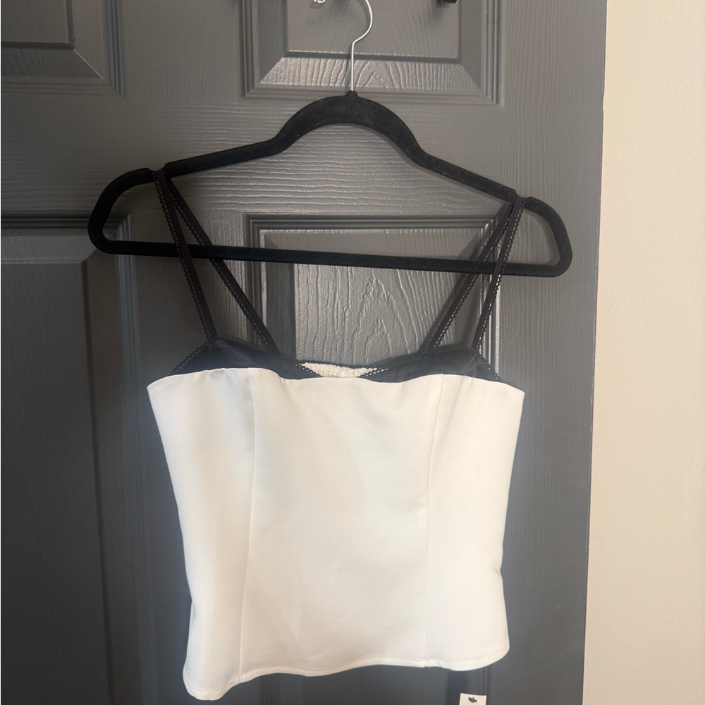 Reformation White Camisole with Black Trim
